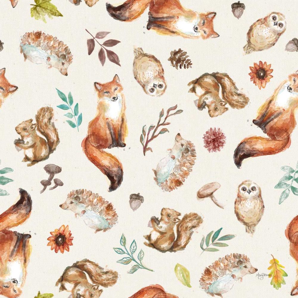 Autumn Friends Pattern IVA art print by Mary Urban for $57.95 CAD