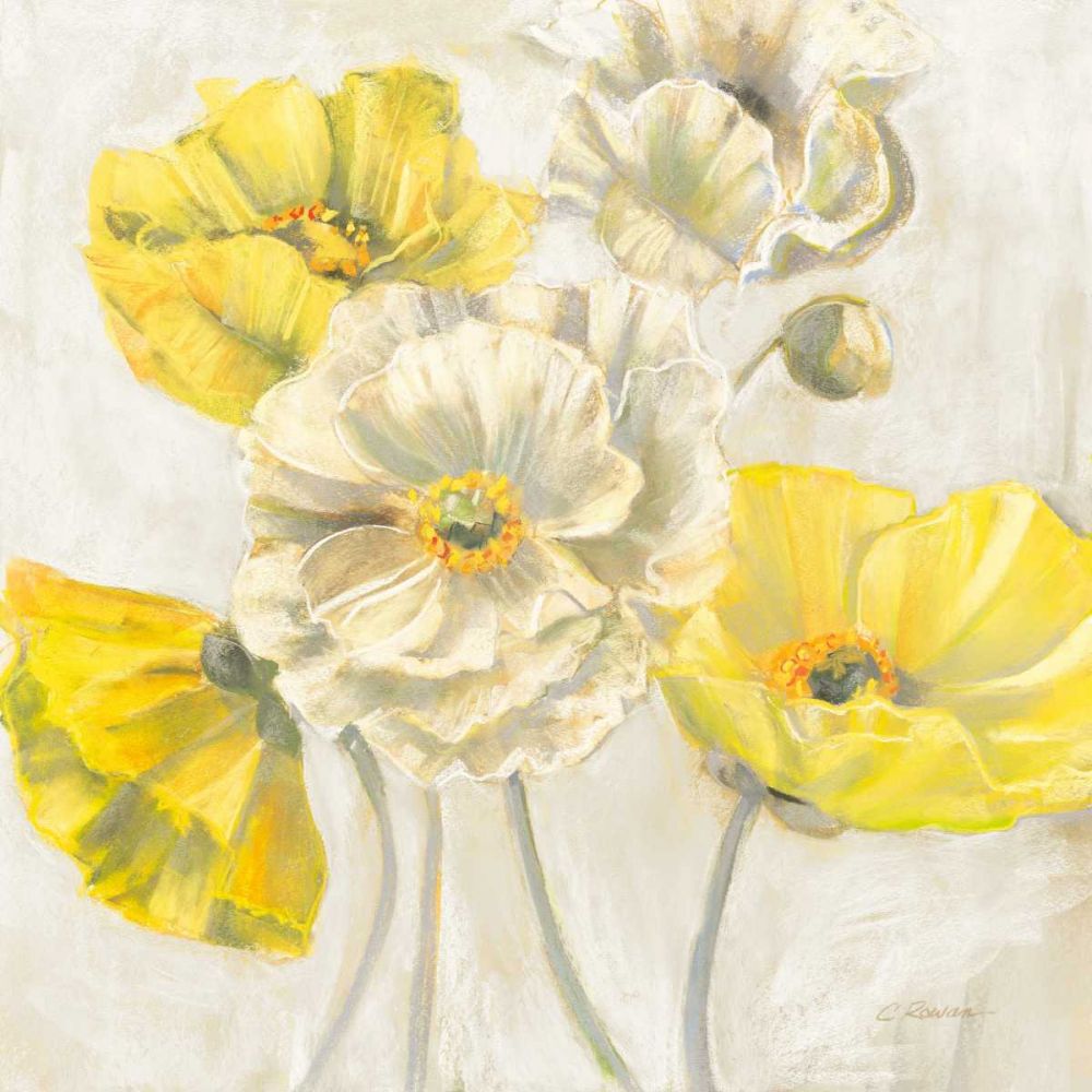 Gold and White Contemporary Poppies Neutral art print by Carol Rowan for $57.95 CAD