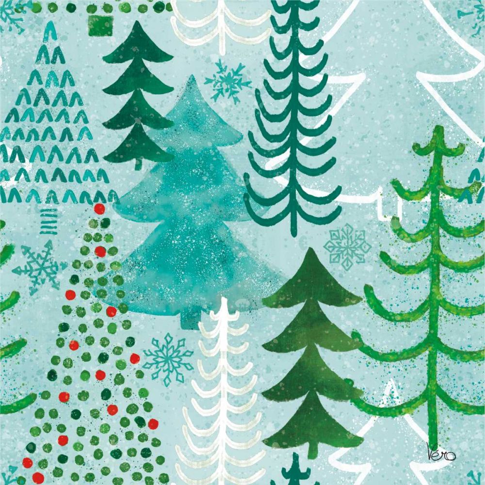 Festive Forest Pattern V art print by Veronique Charron for $57.95 CAD