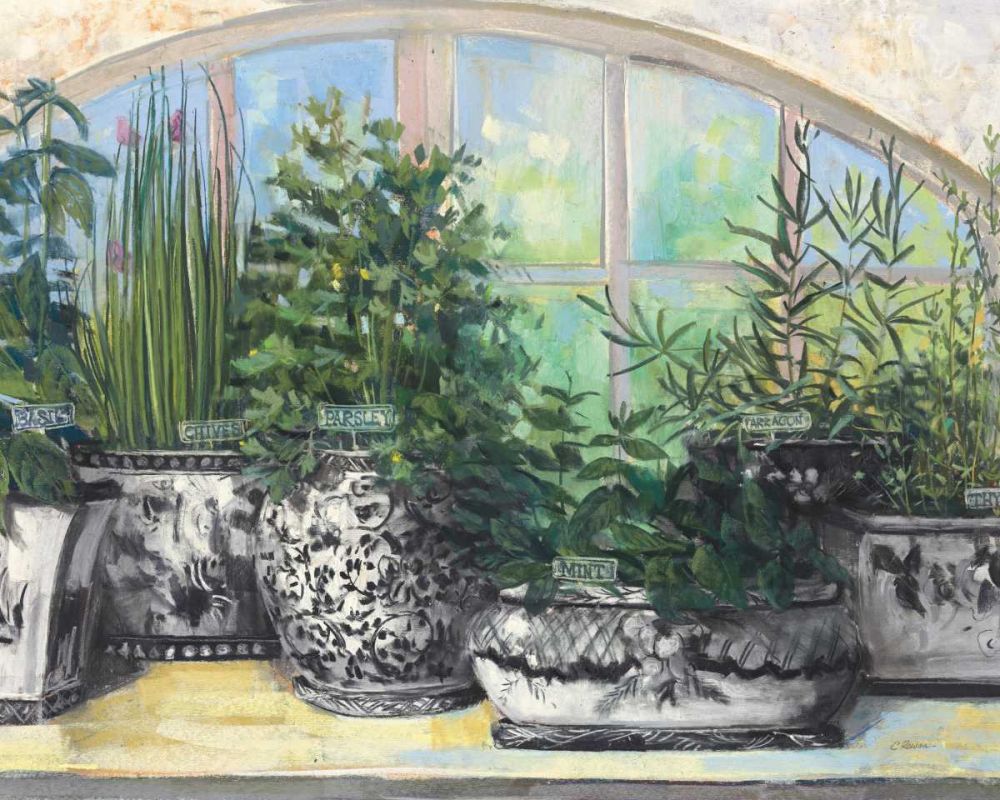Windowsill Herbs BW Vases Crop art print by Carol Rowan for $57.95 CAD