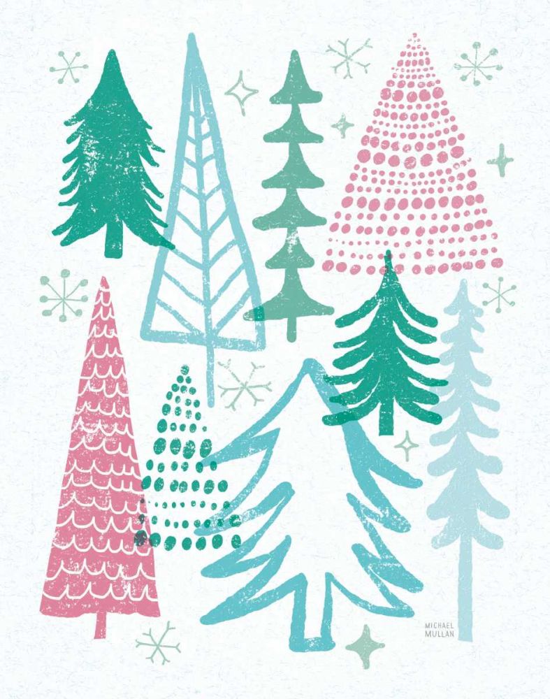 Merry Christmastime Trees Vintage art print by Michael Mullan for $57.95 CAD