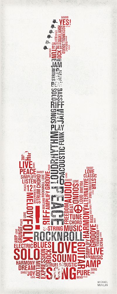 Type Guitar Colorful I art print by Michael Mullan for $57.95 CAD