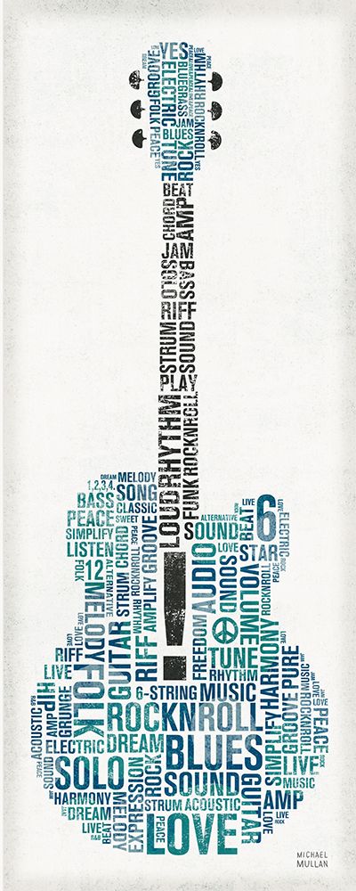 Type Guitar Colorful II art print by Michael Mullan for $57.95 CAD