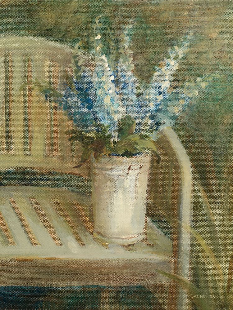 Larkspur Bouquet on Bench art print by Danhui Nai for $57.95 CAD