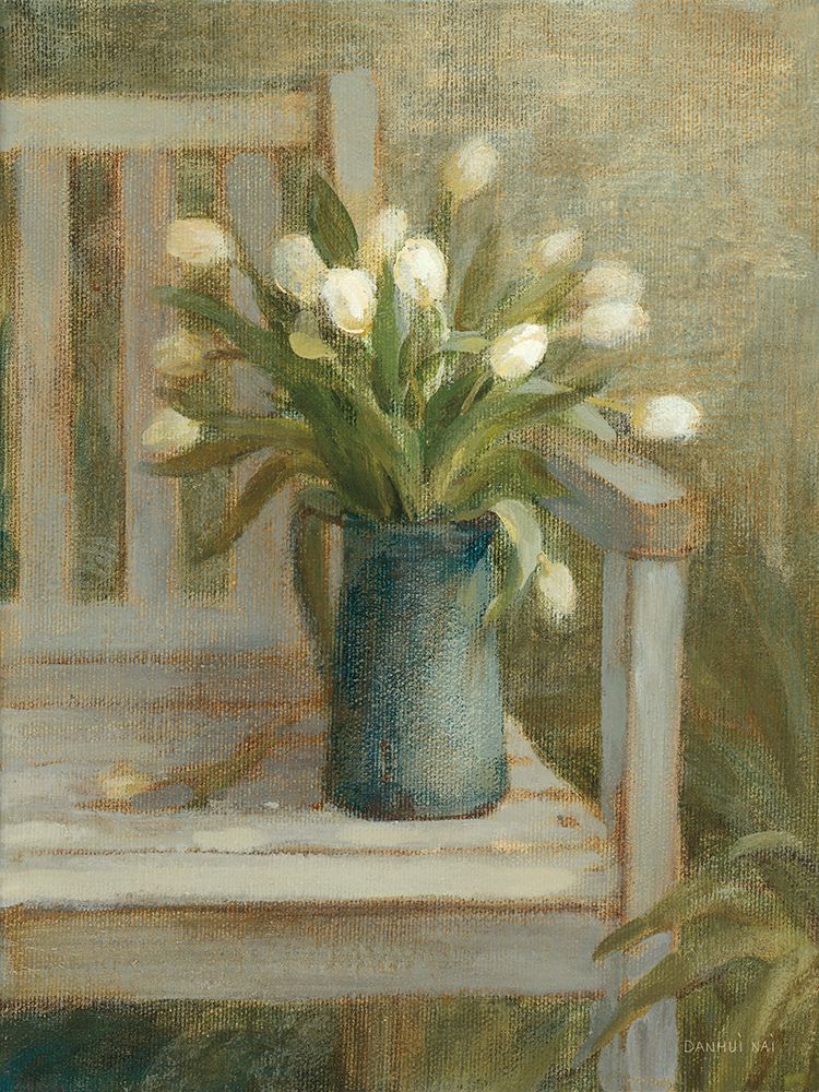 Tulip Bouquet on Bench art print by Danhui Nai for $57.95 CAD