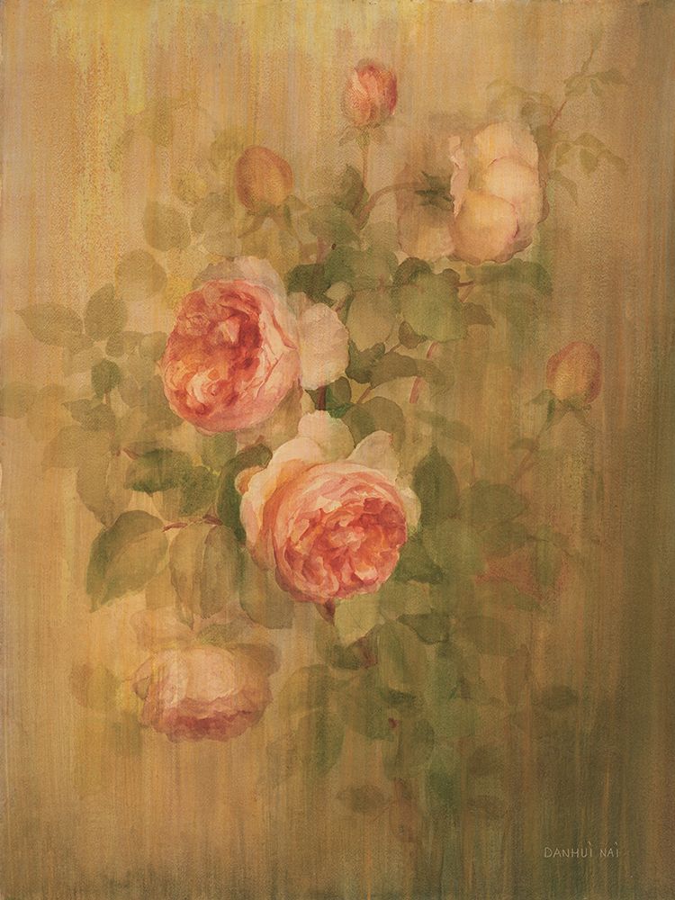 Vintage Roses on Green I art print by Danhui Nai for $57.95 CAD