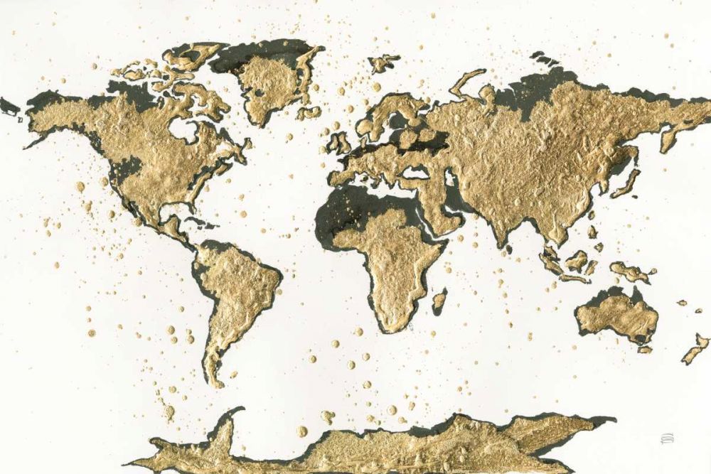 World Map Gold Leaf art print by Chris Paschke for $57.95 CAD
