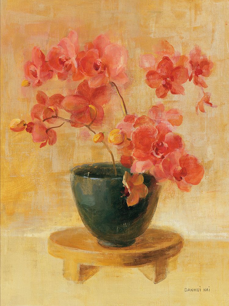 Pink Orchids in Black Vase art print by Danhui Nai for $57.95 CAD
