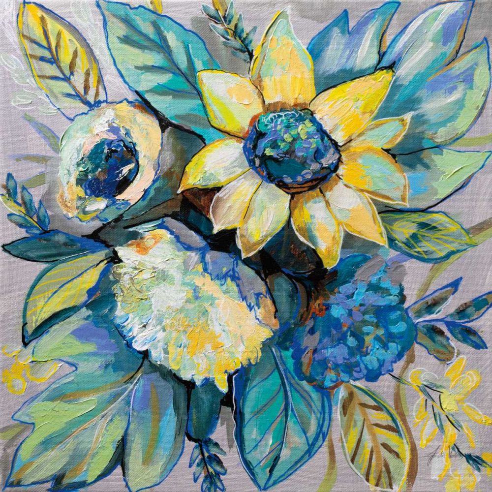 Sage and Sunflowers I art print by Jeanette Vertentes for $57.95 CAD
