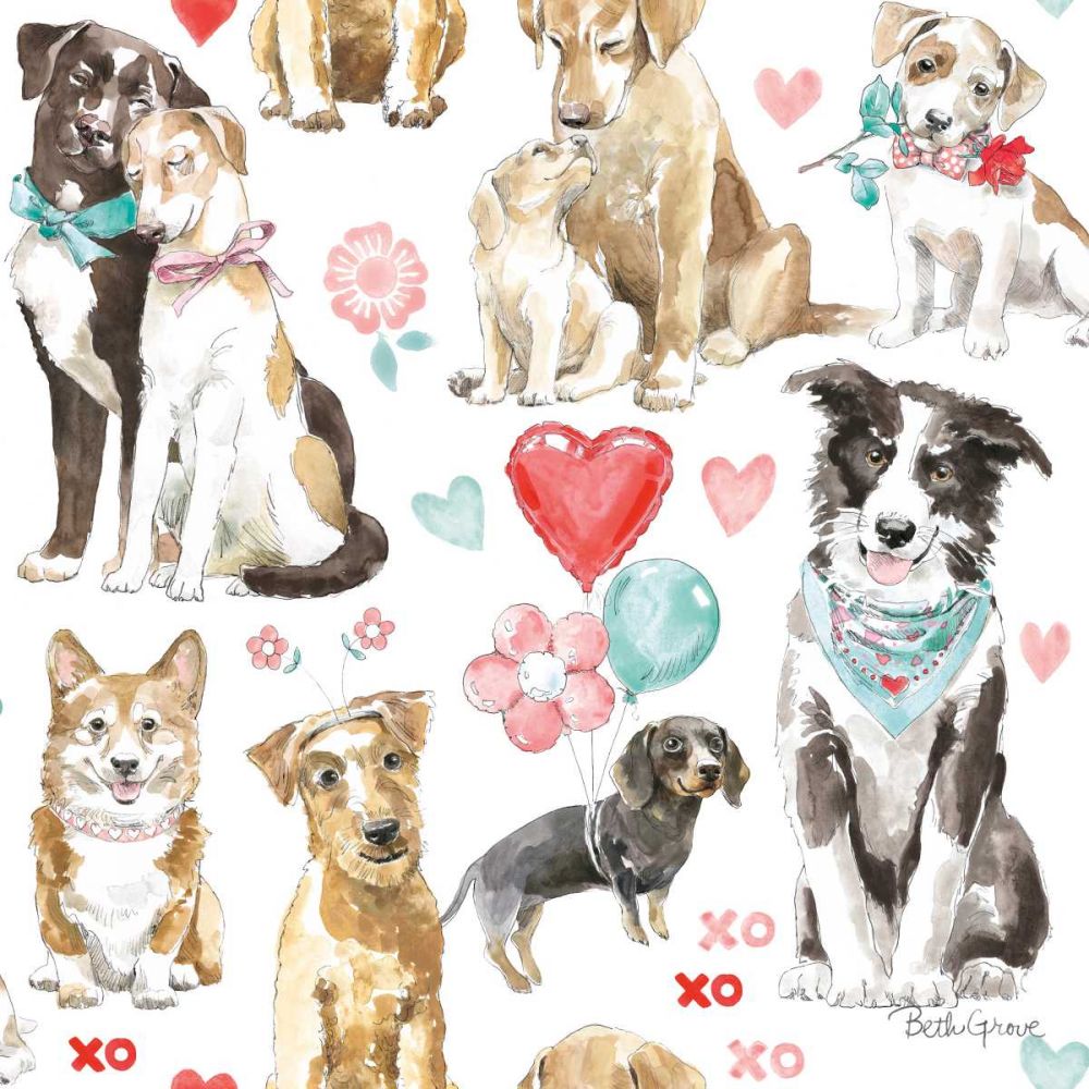 Paws of Love Pattern IA art print by Beth Grove for $57.95 CAD