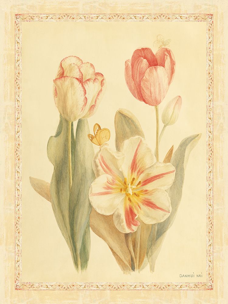 Tulips and Butterflies I art print by Danhui Nai for $57.95 CAD