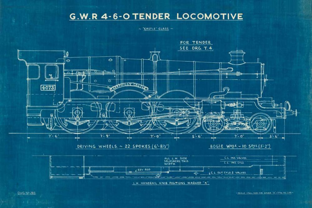 Locomotive Blueprint I art print by Wild Apple Portfolio for $57.95 CAD