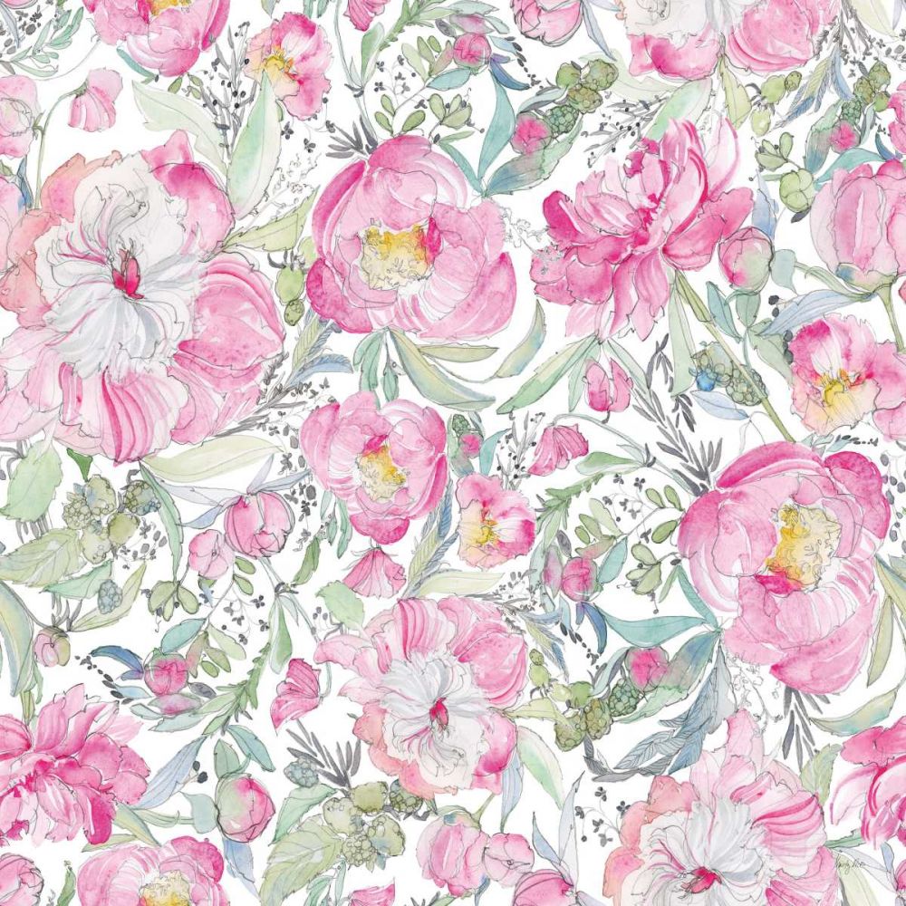 Pink Peonies Pattern II art print by Kristy Rice for $57.95 CAD