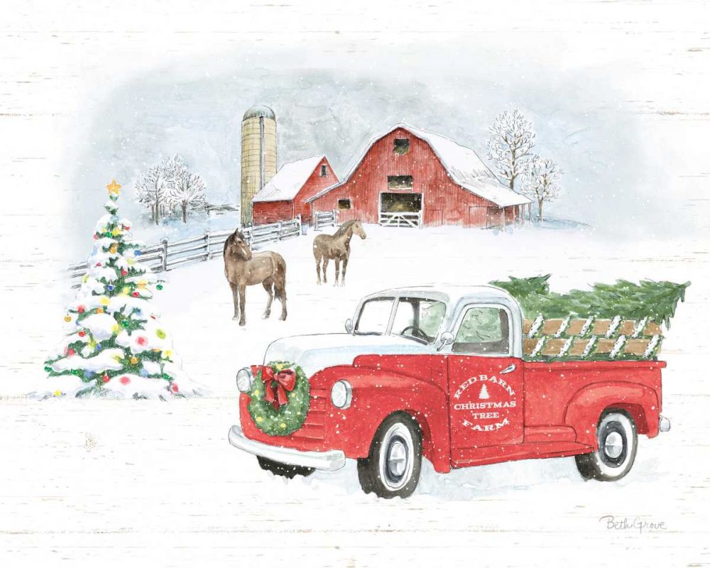 Farmhouse Holidays V Truck art print by Beth Grove for $57.95 CAD