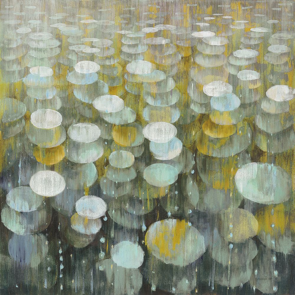 Rain Drops Yellow Gray art print by Danhui Nai for $57.95 CAD