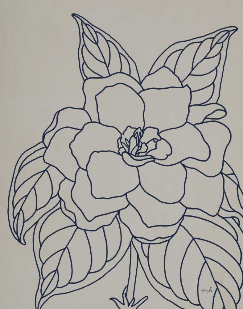 Gardenia Line Drawing Gray Crop art print by Moira Hershey for $57.95 CAD