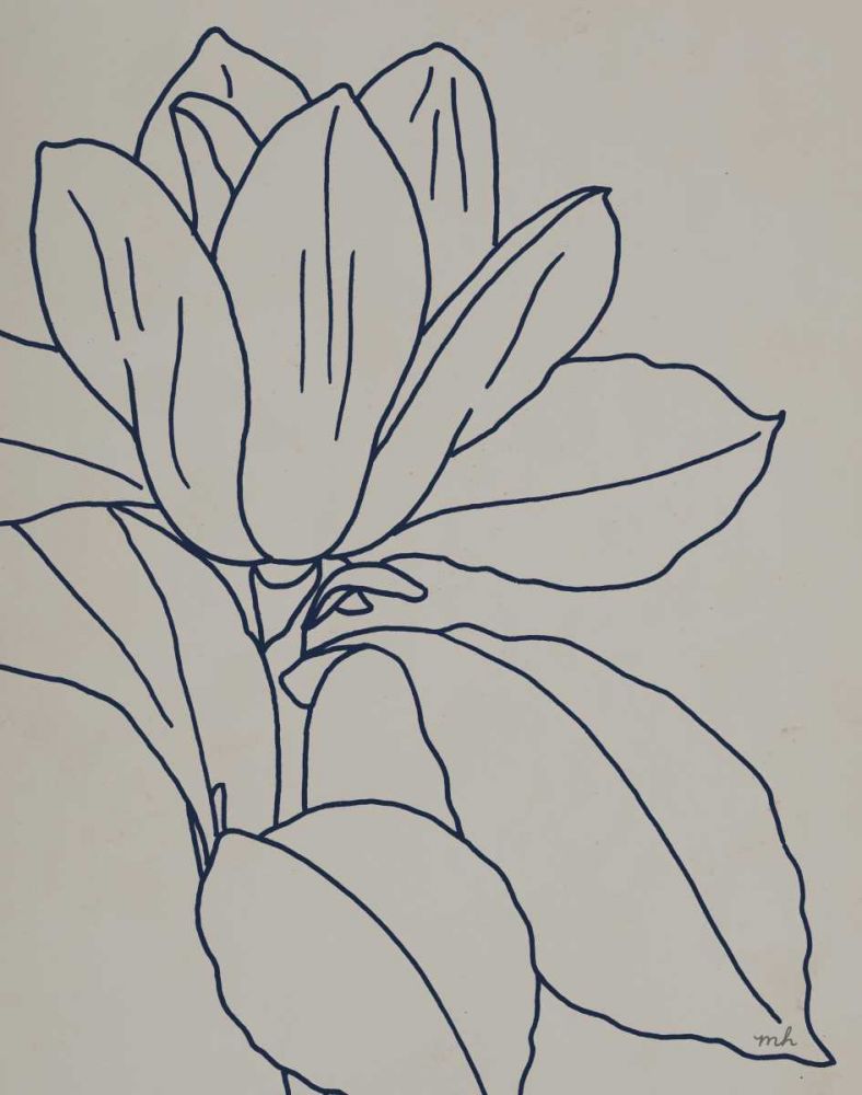 Magnolia Line Drawing v2 Gray Crop art print by Moira Hershey for $57.95 CAD