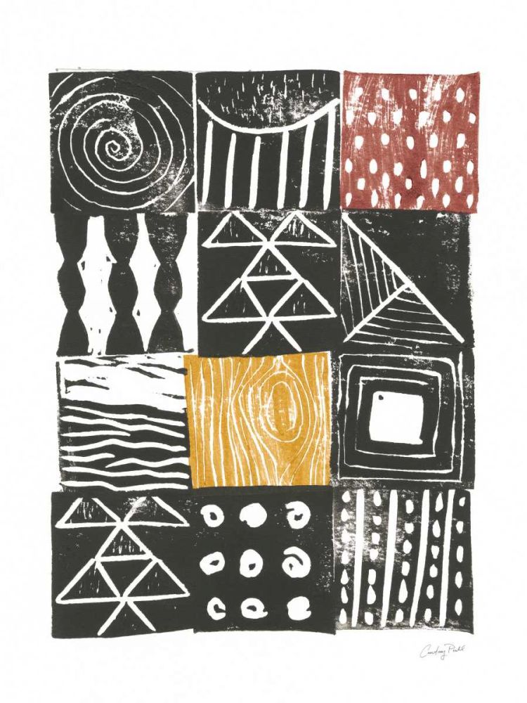 Block Print V Red Yellow art print by Courtney Prahl for $57.95 CAD