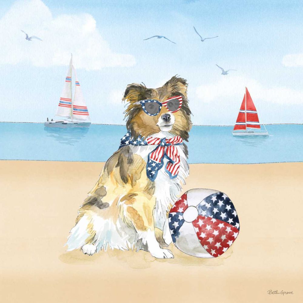 Summer Paws Patriotic V art print by Beth Grove for $57.95 CAD