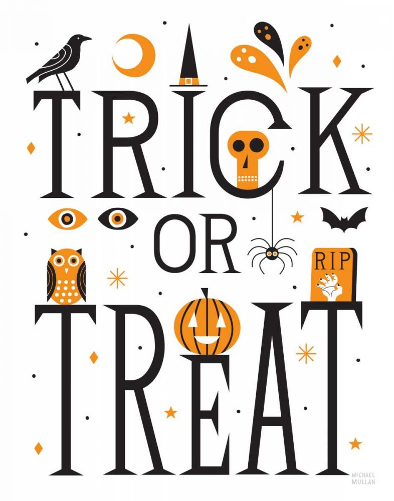 Trick or Treat I Bright White art print by Michael Mullan for $57.95 CAD