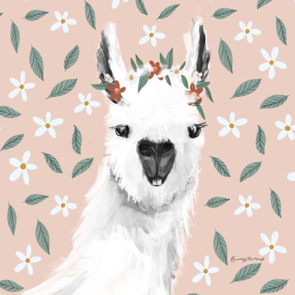 Delightful Alpacas I Floral Crop art print by Becky Thorns for $57.95 CAD