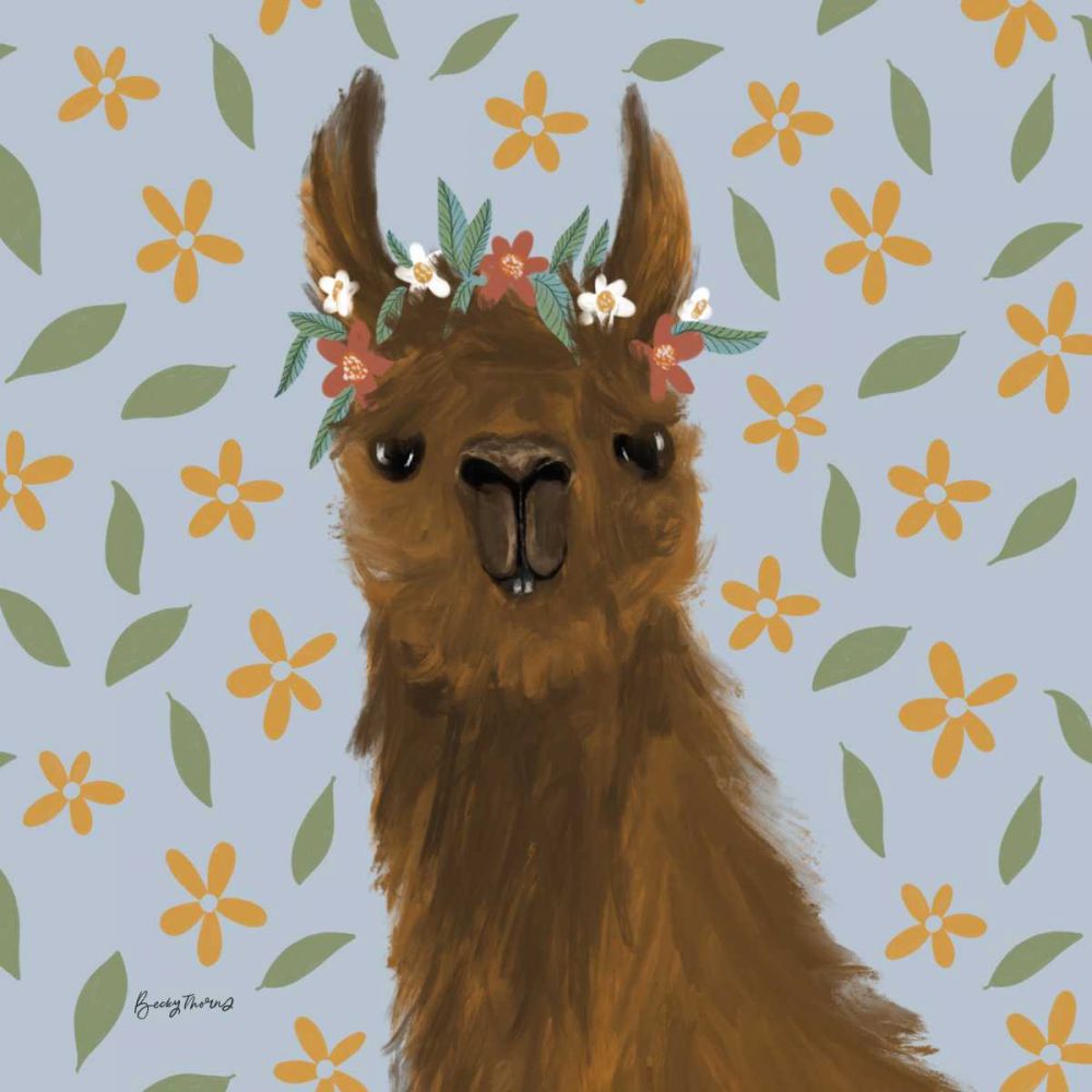 Delightful Alpacas II Floral Crop art print by Becky Thorns for $57.95 CAD