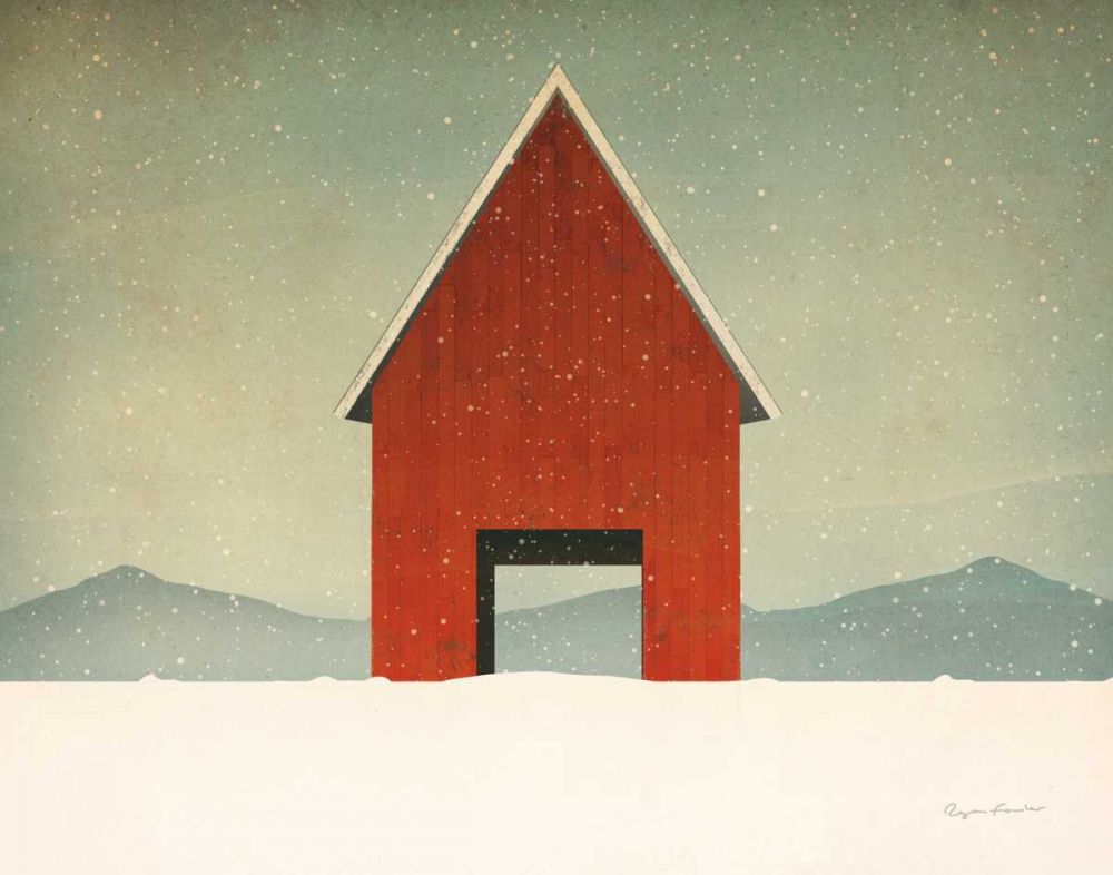 Red Barn Winter art print by Ryan Fowler for $57.95 CAD