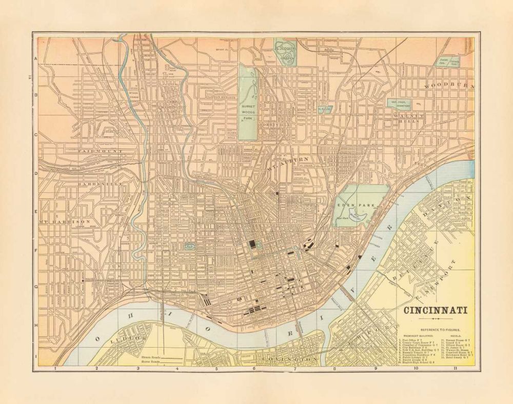 Map of Cincinnati art print by Wild Apple Portfolio for $57.95 CAD