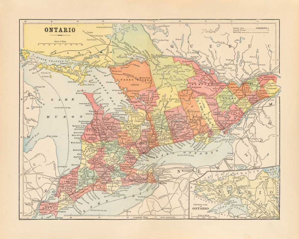 Map of Ontario art print by Wild Apple Portfolio for $57.95 CAD