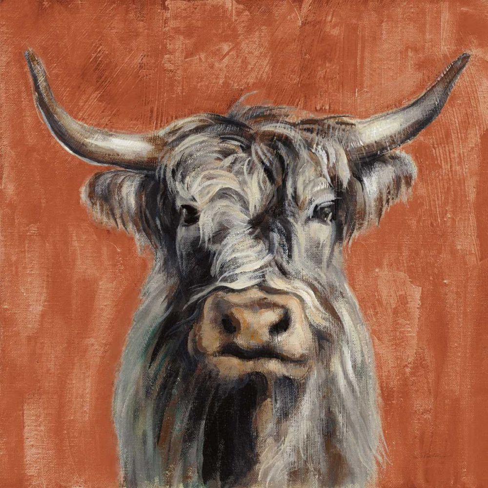 Highland Cow on Terracotta art print by Silvia Vassileva for $57.95 CAD
