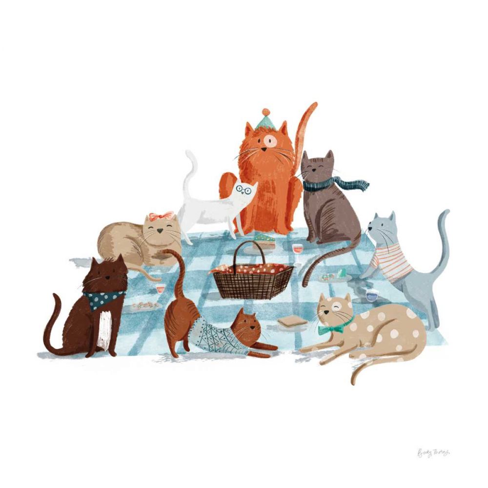 Picnic Pets Cats I art print by Becky Thorns for $57.95 CAD