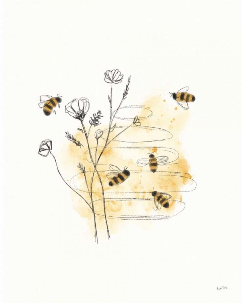 Bees and Botanicals I art print by Leah York for $57.95 CAD