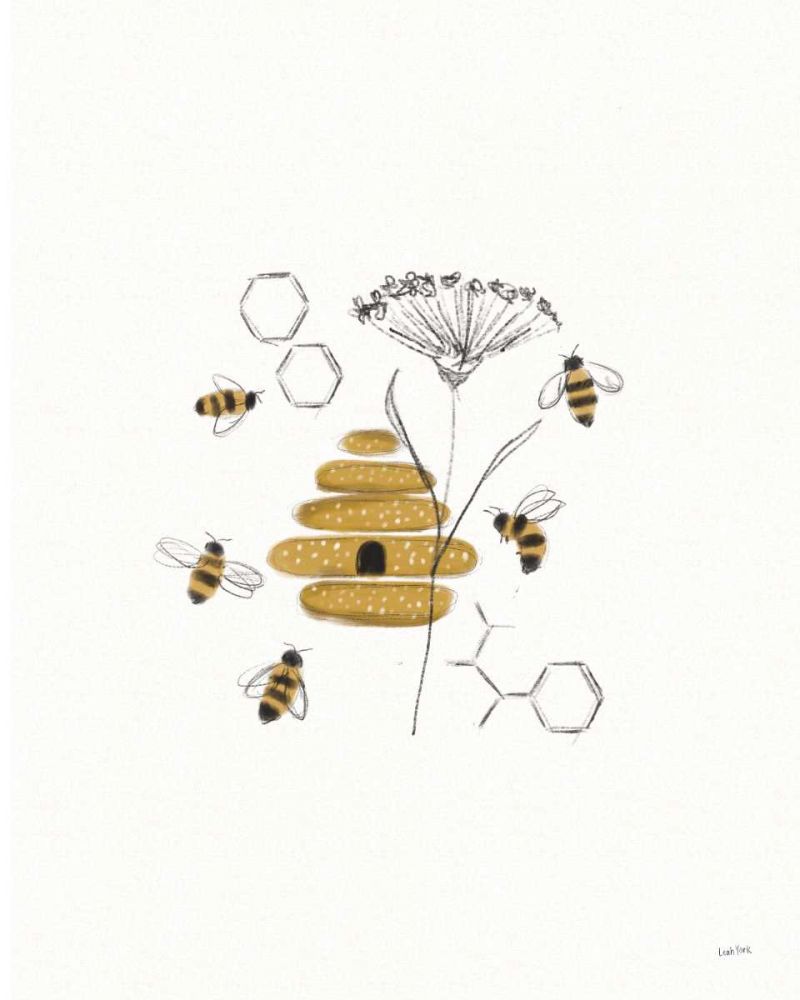 Bees and Botanicals II art print by Leah York for $57.95 CAD