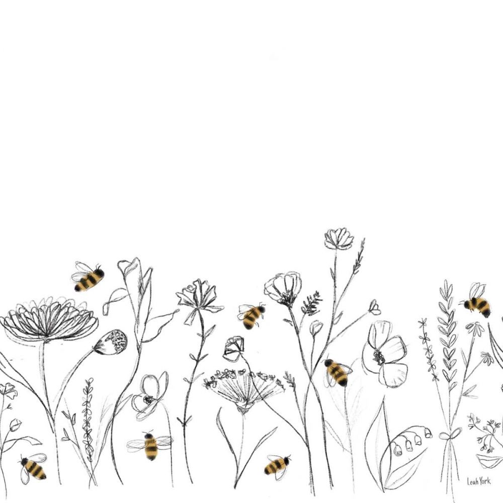 Bees and Botanicals Pattern IX art print by Leah York for $57.95 CAD