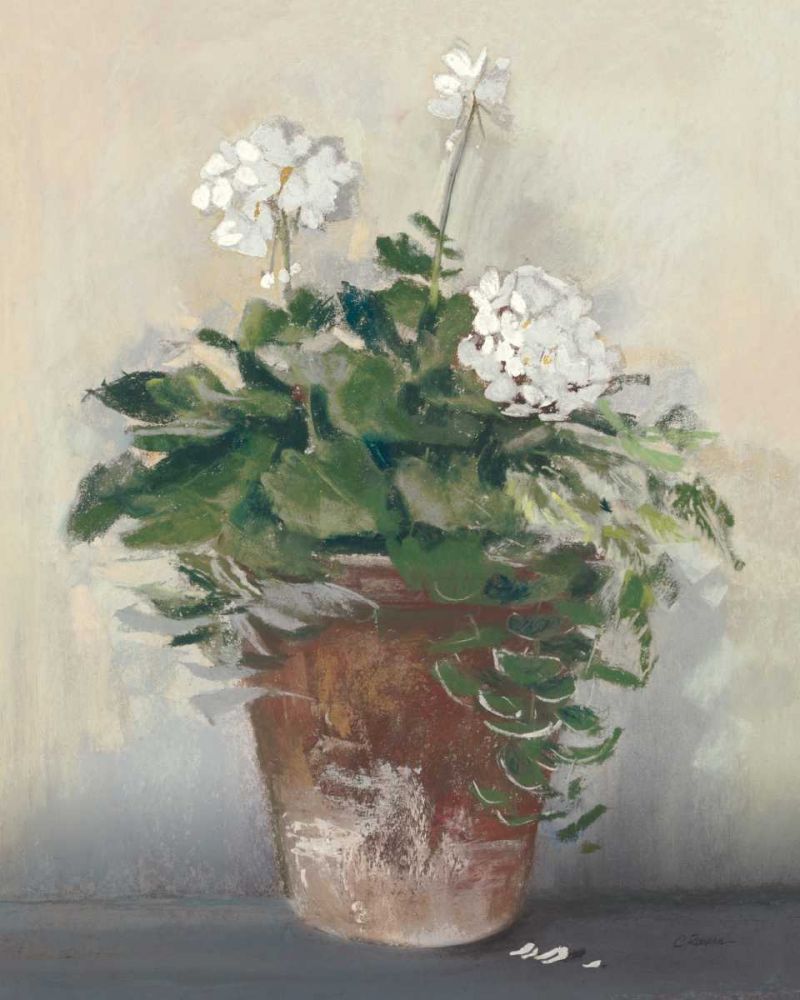 Pot of White Geraniums art print by Carol Rowan for $57.95 CAD