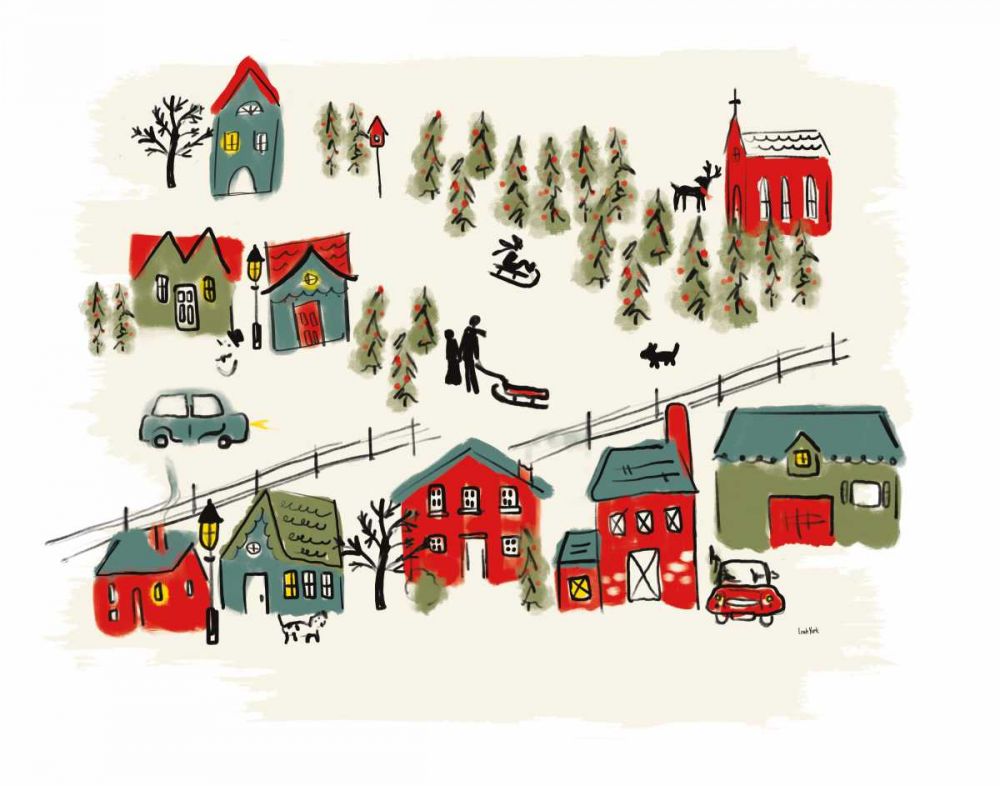 Winter Village I art print by Leah York for $57.95 CAD