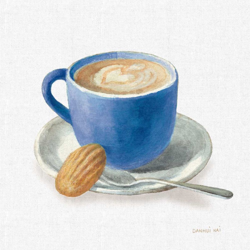Wake Up Coffee I Linen Classic Blue art print by Danhui Nai for $57.95 CAD