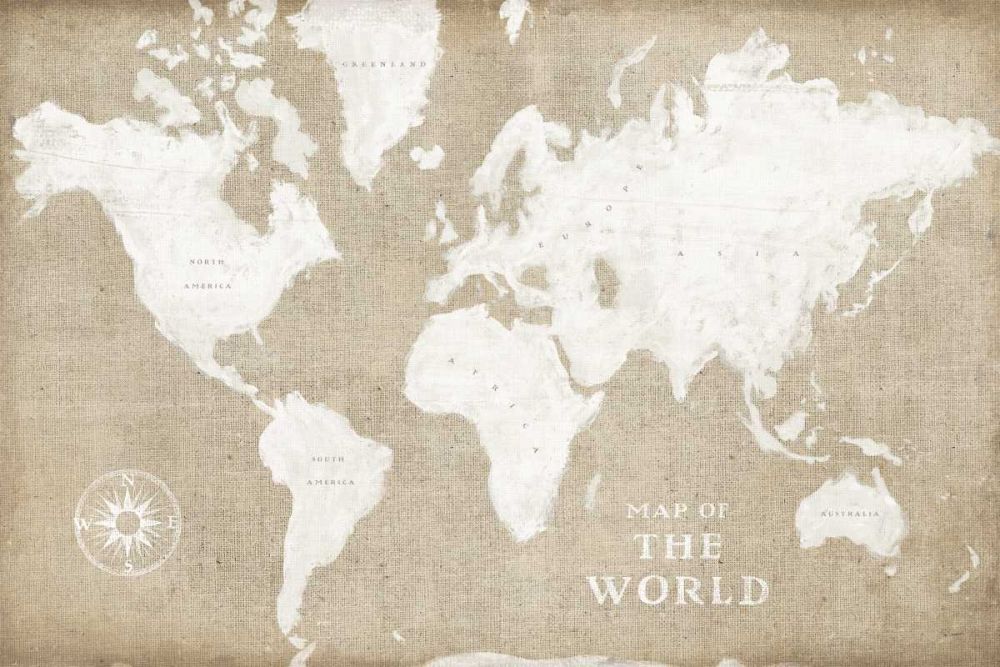 Burlap World Map I art print by Sue Schlabach for $57.95 CAD