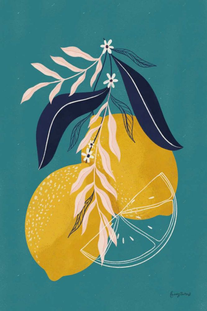 Lemons II Blue art print by Becky Thorns for $57.95 CAD