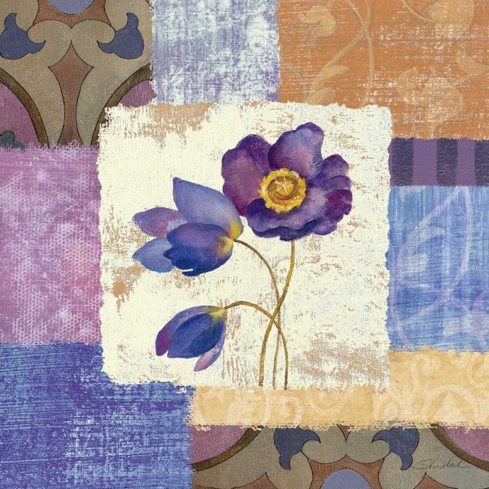 Tiled Poppies I - Purple art print by Silvia Vassileva for $57.95 CAD