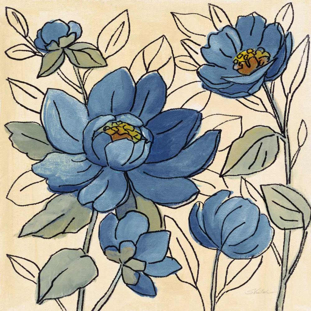 Spring Lace Floral IV Dark Blue art print by Silvia Vassileva for $57.95 CAD
