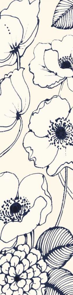 Navy Pen and Ink Flowers III Crop art print by Wild Apple Portfolio for $57.95 CAD