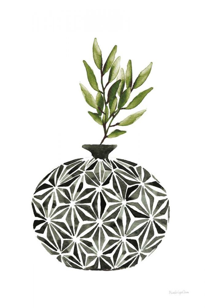 Geometric Vases IV Green art print by Mercedes Lopez Charro for $57.95 CAD