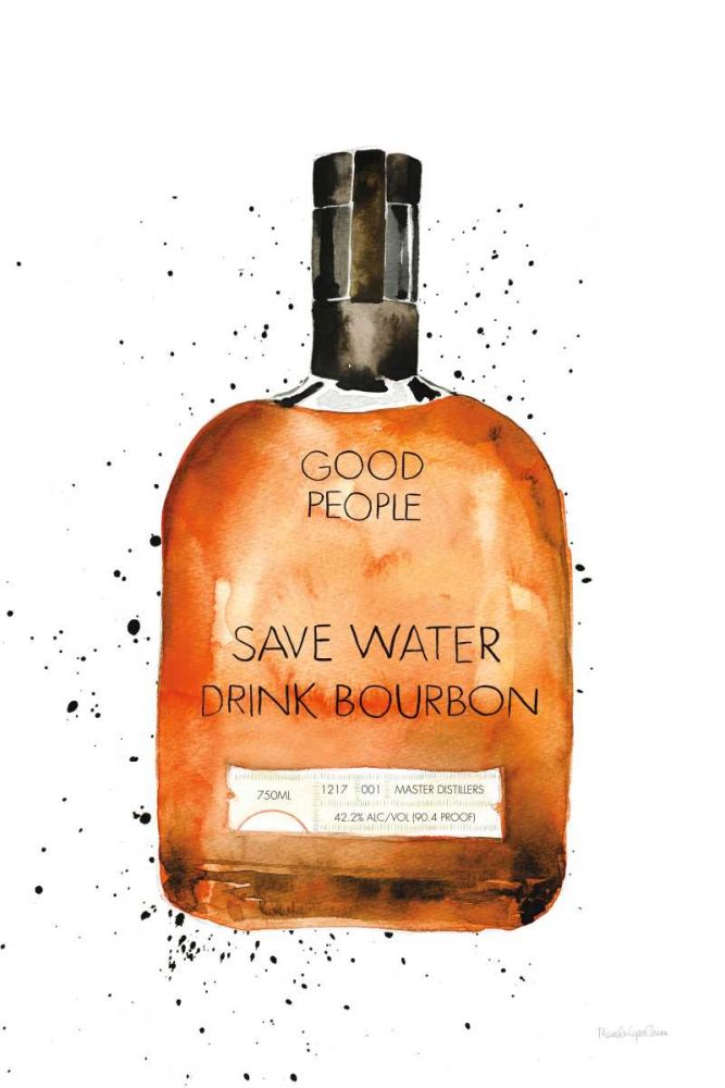 Save Water Drink Bourbon art print by Mercedes Lopez Charro for $57.95 CAD