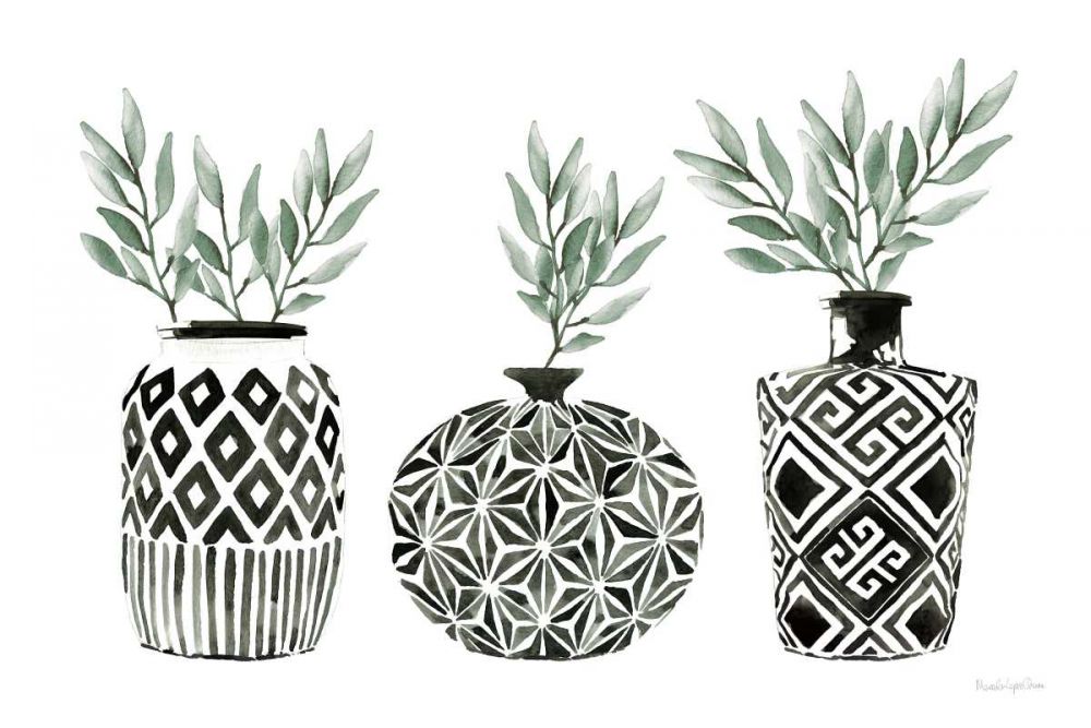 Geometric Vases I Green art print by Mercedes Lopez Charro for $57.95 CAD
