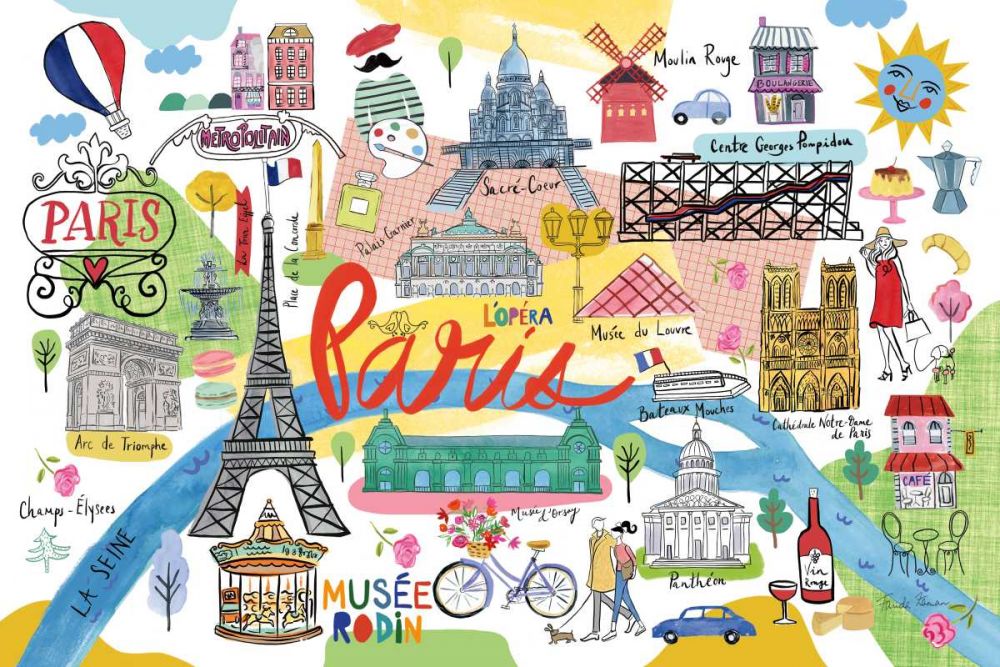 Paris Map art print by Farida Zaman for $57.95 CAD