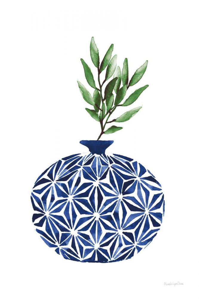 Cobalt Geometric Vases IV art print by Mercedes Lopez Charro for $57.95 CAD