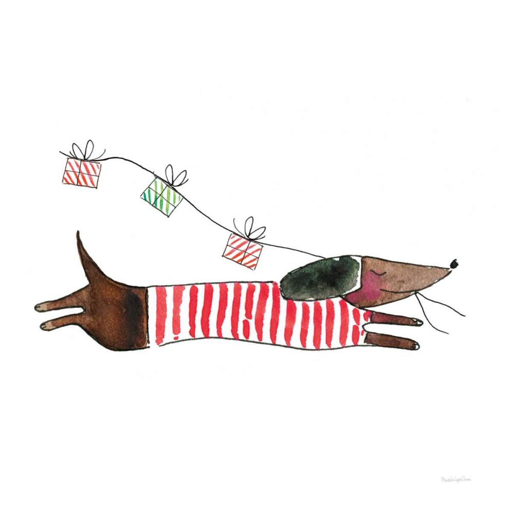 Holiday Dachshund art print by Mercedes Lopez Charro for $57.95 CAD