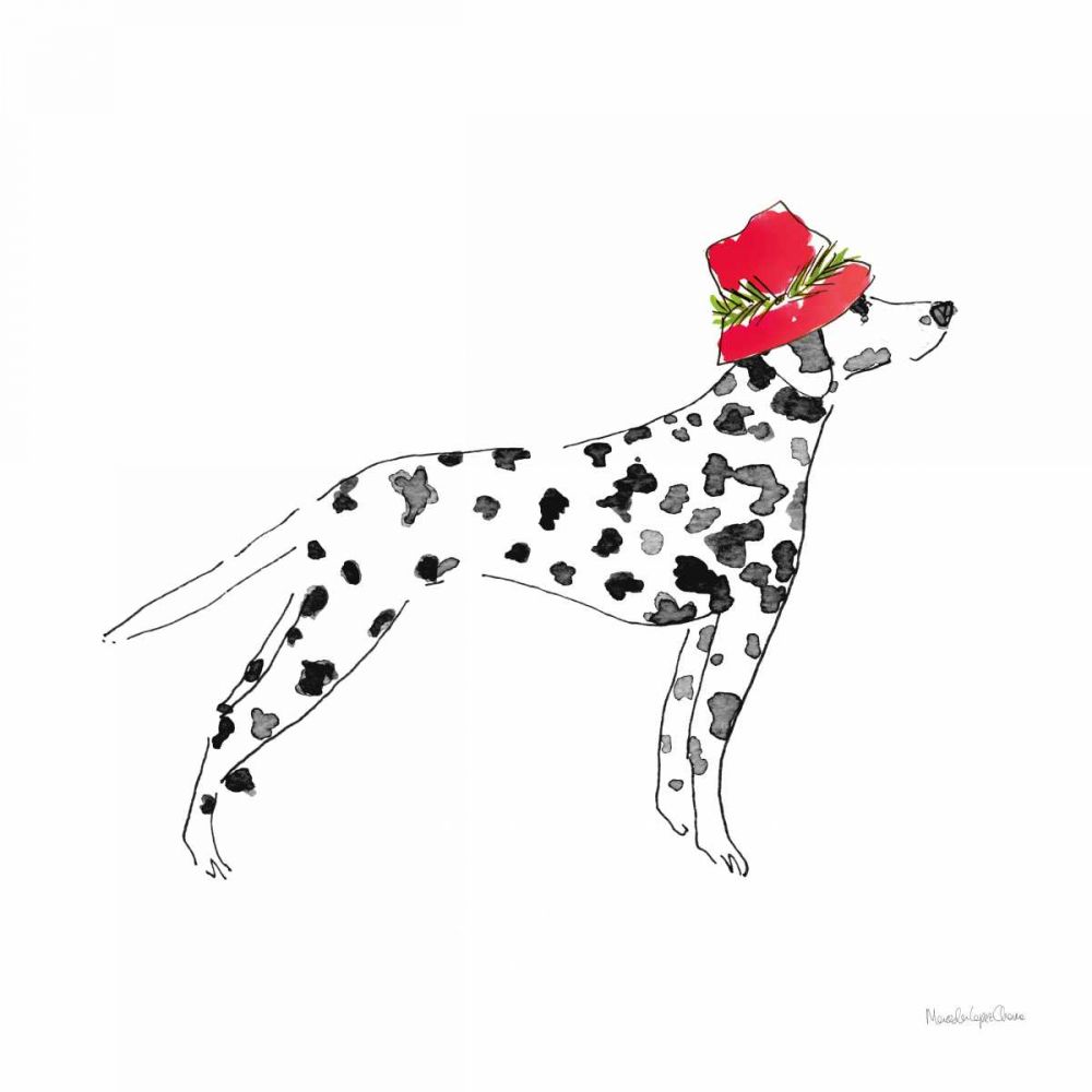 Holiday Dalmatian art print by Mercedes Lopez Charro for $57.95 CAD