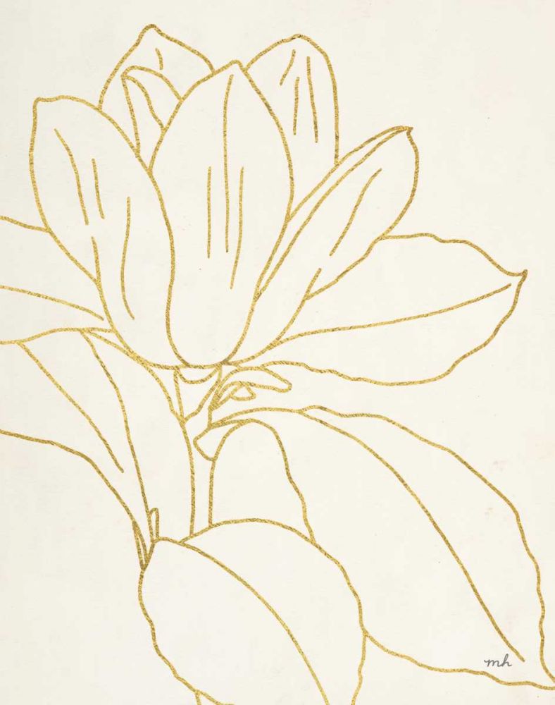 Gold Magnolia Line Drawing v2 Crop art print by Moira Hershey for $57.95 CAD